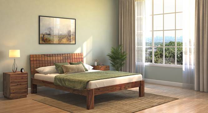 Valencia Bed (Solid Wood) (Teak Finish, Queen Bed Size) by Urban Ladder - Design 1 Full View - 219543
