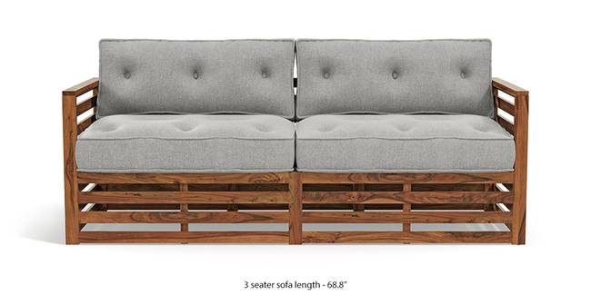 Raymond Wooden Sofa - Teak Finish (Vapour Grey) (Teak Finish, 1-seater Custom Set - Sofas, None Standard Set - Sofas, Fabric Sofa Material, Regular Sofa Size, Regular Sofa Type, Vapour Grey)