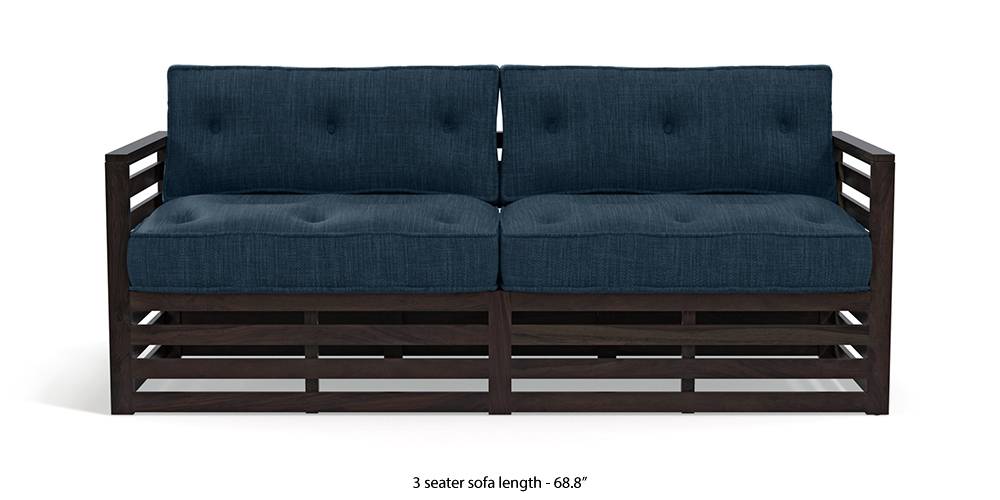 Raymond Wooden Sofa - American Walnut Finish (Indigo Blue) (1-seater Custom Set - Sofas, 3-seater Custom Set - Sofas, None Standard Set - Sofas, None Standard Set - Sofas, American Walnut Finish, American Walnut Finish, Indigo Blue, Indigo Blue, Fabric Sofa Material, Fabric Sofa Material, Regular Sofa Size, Regular Sofa Size, Regular Sofa Type, Regular Sofa Type) by Urban Ladder - - 220192