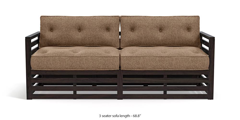 Raymond Wooden Sofa - American Walnut Finish (Safari Brown) (2-seater Custom Set - Sofas, 3-seater Custom Set - Sofas, None Standard Set - Sofas, None Standard Set - Sofas, American Walnut Finish, American Walnut Finish, Fabric Sofa Material, Fabric Sofa Material, Regular Sofa Size, Regular Sofa Size, Regular Sofa Type, Regular Sofa Type, Safari Brown, Safari Brown) by Urban Ladder - - 220273