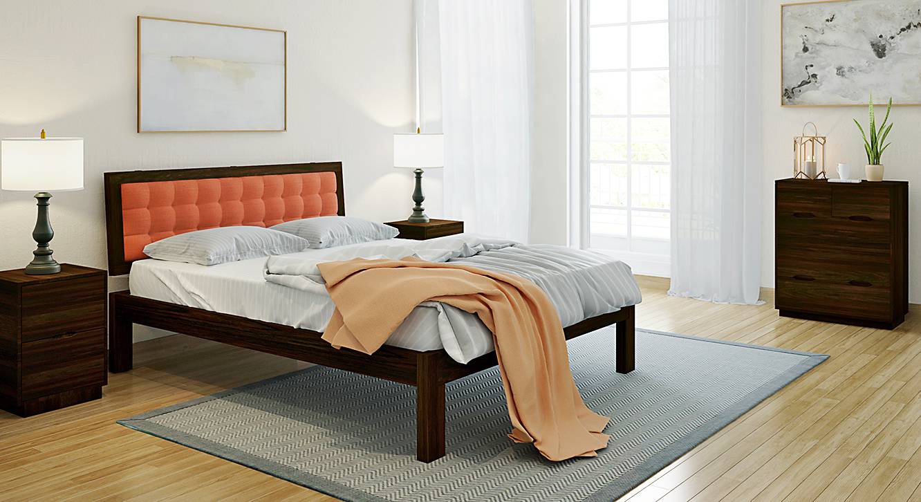 Florence Solid Wood King Size Bed in Teak Finish Urban Ladder