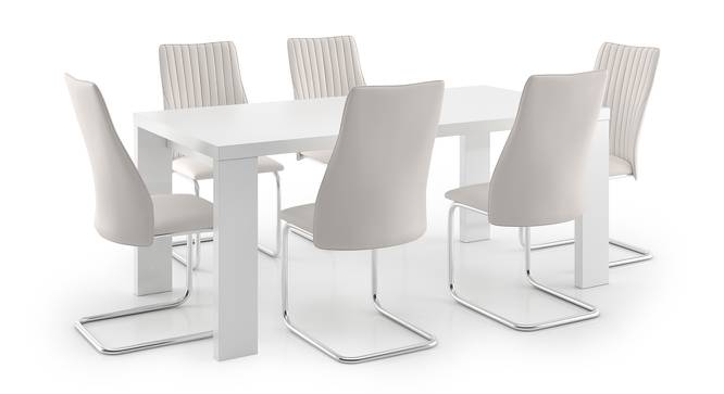 Kariba - Ingrid 6 Seater High Gloss Dining Table Set (White, White High Gloss Finish) by Urban Ladder - Front View Design 1 - 230117