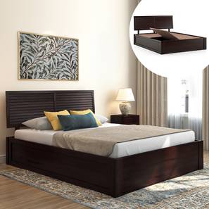 Beds With Storage Design Terence Solid Wood King Size Box Storage Bed in Mahogany Finish