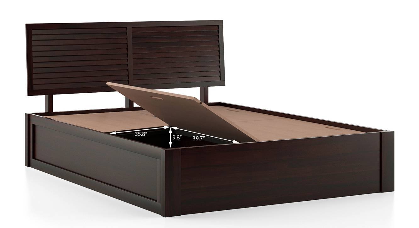 Terence storage bed mahogany finish king bed size box storage type dim009
