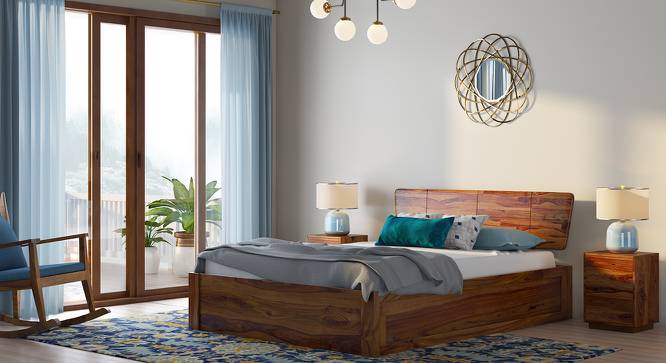 Marieta Storage Bed (Solid Wood) (Teak Finish, Queen Bed Size, Box Storage Type) by Urban Ladder - Design 1 Full View - 230387