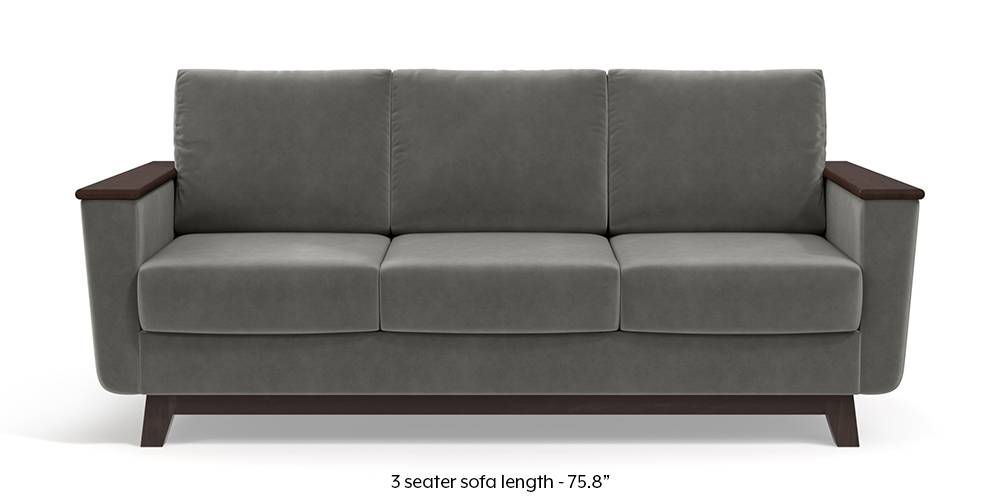 Corby Sofa (Ash Grey Velvet) (3-seater Custom Set - Sofas, None Standard Set - Sofas, Fabric Sofa Material, Regular Sofa Size, Regular Sofa Type, Ash Grey Velvet) by Urban Ladder - - 232346