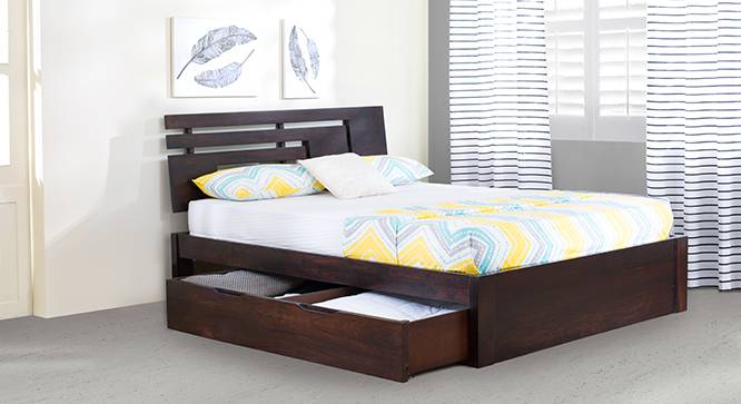 Stockholm Storage Bed (Solid Wood) (Mahogany Finish, Queen Bed Size, Drawer Storage Type) by Urban Ladder - Design 1 Full View - 232839