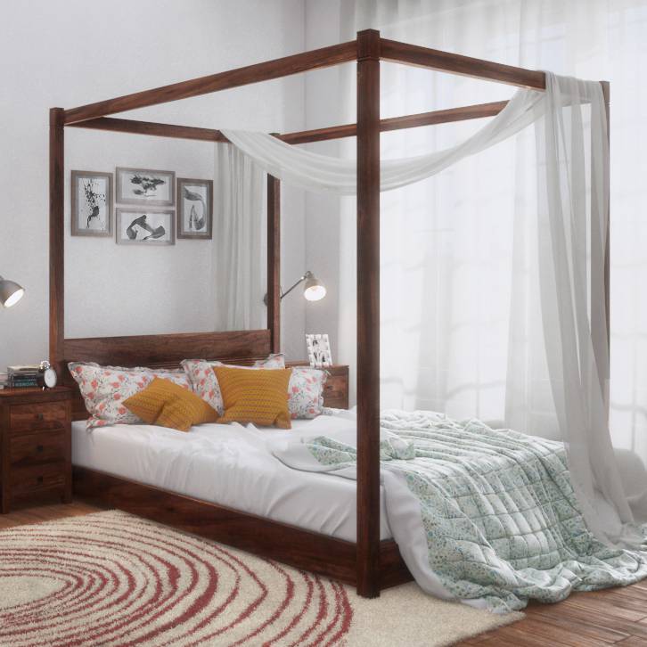 Striado Four Poster Low Bed Urban Ladder