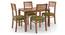 Catria - Zella 4 Seater Dining Table Set (Teak Finish, Avocado Green) by Urban Ladder - Design 1 Semi Side View - 237629