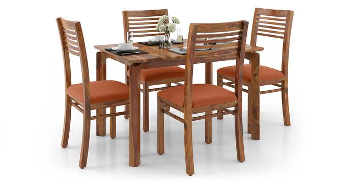 Catria - Zella 4 Seater Dining Table Set (Teak Finish, Burnt Orange) by Urban Ladder - Design 1 Half View - 237638