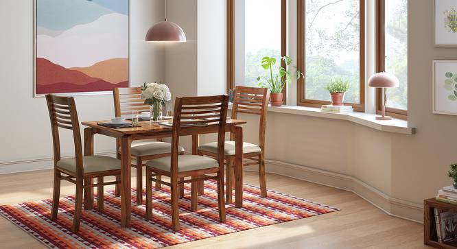 Catria - Zella 4 Seater Dining Table Set (Teak Finish, Wheat Brown) by Urban Ladder - Design 1 Full View - 237647