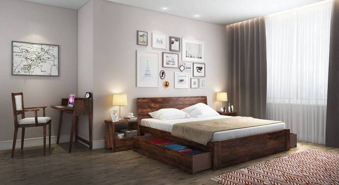 Boston Storage Bed (Solid Wood) (Teak Finish, Queen Bed Size, Drawer Storage Type) by Urban Ladder - Design 1 Full View - 237738