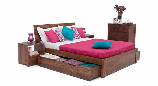 Boston Storage Bed (Solid Wood) (Teak Finish, King Bed Size, Drawer Storage Type) by Urban Ladder - Design 1 Half View - 237770