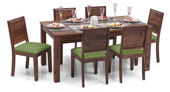 Brighton Large - Oribi 6 Seater Dining Table Set (Teak Finish, Avocado Green) by Urban Ladder - Cross View Design 1 - 23938