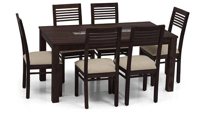 Brighton Large - Zella 6 Seater Dining Table Set (Mahogany Finish, Wheat Brown) by Urban Ladder - - 23997