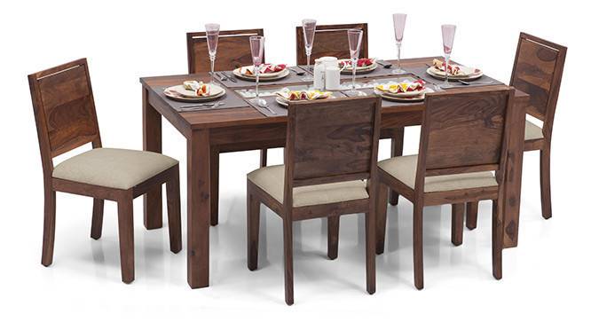 Brighton Large - Oribi 6 Seater Dining Table Set (Teak Finish, Wheat Brown) by Urban Ladder - Cross View Design 1 - 24029