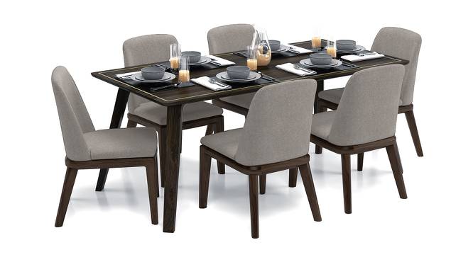 Taarkashi 6-Seater Dining Table Set (American Walnut Finish, Gainsboro Grey) by Urban Ladder - Design 1 Half View - 240401