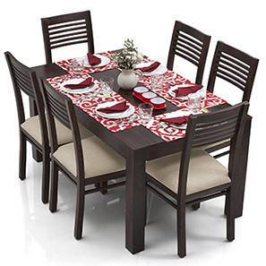 6 All 6 Seater Dining Table Sets Design Arabia - Zella 6 Seater Dining Table Set (Mahogany Finish, Wheat Brown)