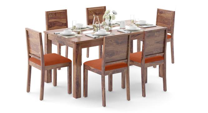 Brighton Large - Oribi 6 Seater Dining Table Set (Teak Finish, Burnt Orange) by Urban Ladder - - 24565
