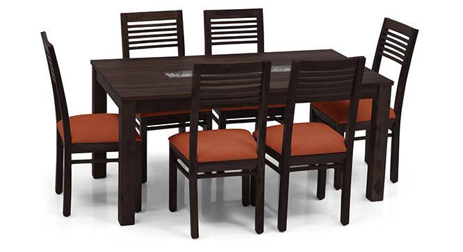 Brighton Large - Zella 6 Seater Dining Table Set (Mahogany Finish, Burnt Orange) by Urban Ladder - - 24577