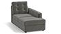 Apollo Sofa Set (Fabric Sofa Material, Compact Sofa Size, Soft Cushion Type, Sectional Sofa Type, Right Aligned Chaise Sofa Component, Ash Grey Velvet, Tufted Back Type, Regular Back Height) by Urban Ladder