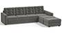 Apollo Sofa Set (Fabric Sofa Material, Compact Sofa Size, Soft Cushion Type, Sectional Sofa Type, Sectional Master Sofa Component, Ash Grey Velvet, Tufted Back Type, Regular Back Height) by Urban Ladder