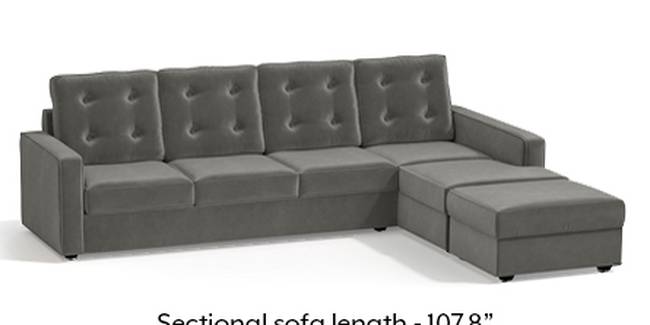 Apollo Sofa Set (Fabric Sofa Material, Regular Sofa Size, Soft Cushion Type, Sectional Sofa Type, Sectional Master Sofa Component, Ash Grey Velvet, Tufted Back Type, Regular Back Height)