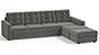 Apollo Sofa Set (Fabric Sofa Material, Regular Sofa Size, Soft Cushion Type, Sectional Sofa Type, Sectional Master Sofa Component, Ash Grey Velvet, Tufted Back Type, Regular Back Height) by Urban Ladder