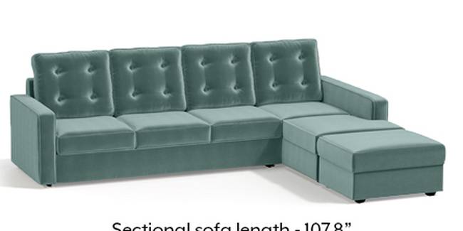 Apollo Sofa Set (Fabric Sofa Material, Regular Sofa Size, Soft Cushion Type, Sectional Sofa Type, Sectional Master Sofa Component, Dusty Turquoise Velvet, Tufted Back Type, Regular Back Height)
