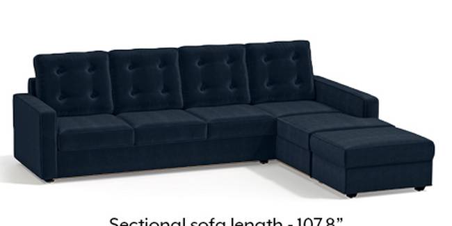 Apollo Sofa Set (Fabric Sofa Material, Regular Sofa Size, Soft Cushion Type, Sectional Sofa Type, Sectional Master Sofa Component, Sea Port Blue Velvet, Tufted Back Type, Regular Back Height)
