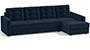Apollo Sofa Set (Fabric Sofa Material, Regular Sofa Size, Soft Cushion Type, Sectional Sofa Type, Sectional Master Sofa Component, Sea Port Blue Velvet, Tufted Back Type, Regular Back Height) by Urban Ladder