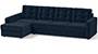 Apollo Sofa Set (Fabric Sofa Material, Regular Sofa Size, Soft Cushion Type, Sectional Sofa Type, Sectional Master Sofa Component, Sea Port Blue Velvet, Tufted Back Type, Regular Back Height) by Urban Ladder
