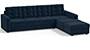 Apollo Sofa Set (Fabric Sofa Material, Regular Sofa Size, Soft Cushion Type, Sectional Sofa Type, Sectional Master Sofa Component, Sea Port Blue Velvet, Tufted Back Type, Regular Back Height) by Urban Ladder