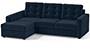 Apollo Sofa Set (Fabric Sofa Material, Regular Sofa Size, Soft Cushion Type, Sectional Sofa Type, Sectional Master Sofa Component, Sea Port Blue Velvet, Tufted Back Type, Regular Back Height) by Urban Ladder