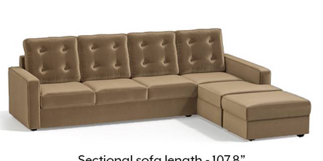 Apollo Sofa Set (Fabric Sofa Material, Regular Sofa Size, Soft Cushion Type, Sectional Sofa Type, Sectional Master Sofa Component, Fawn Velvet, Tufted Back Type, Regular Back Height)