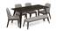 Taarkashi 6-Seater Dining Table Set (With Bench) (American Walnut Finish, Gainsboro Grey) by Urban Ladder