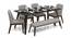 Taarkashi 6-Seater Dining Table Set (With Bench) (American Walnut Finish, Gainsboro Grey) by Urban Ladder