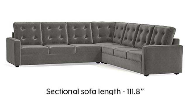Apollo Sofa Set (Fabric Sofa Material, Regular Sofa Size, Soft Cushion Type, Corner Sofa Type, Corner Master Sofa Component, Ash Grey Velvet, Tufted Back Type, Regular Back Height)