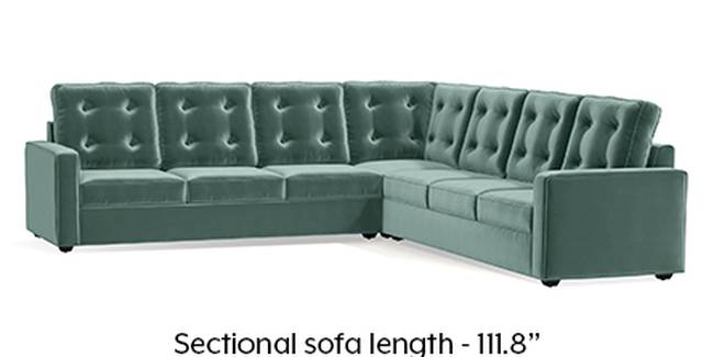 Apollo Sofa Set (Fabric Sofa Material, Regular Sofa Size, Soft Cushion Type, Corner Sofa Type, Corner Master Sofa Component, Dusty Turquoise Velvet, Tufted Back Type, Regular Back Height)