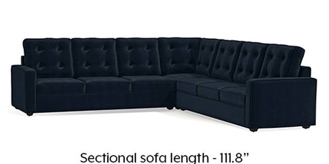 Apollo Sofa Set (Fabric Sofa Material, Regular Sofa Size, Soft Cushion Type, Corner Sofa Type, Corner Master Sofa Component, Sea Port Blue Velvet, Tufted Back Type, Regular Back Height)