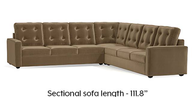 Apollo Sofa Set (Fabric Sofa Material, Regular Sofa Size, Soft Cushion Type, Corner Sofa Type, Corner Master Sofa Component, Fawn Velvet, Tufted Back Type, Regular Back Height)