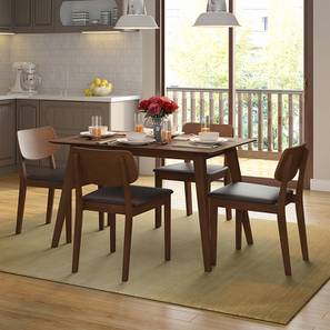 Dining Tables And Chairs In Hyderabad Design Lawson Solid Wood 4 Seater Dining Table with Set of Chairs in Walnut Finish