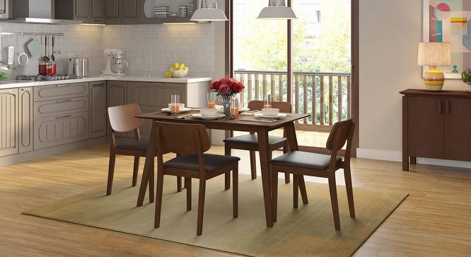 Lawson 4 Seater Dining Table Set (Walnut Finish, Dark Brown) by Urban Ladder