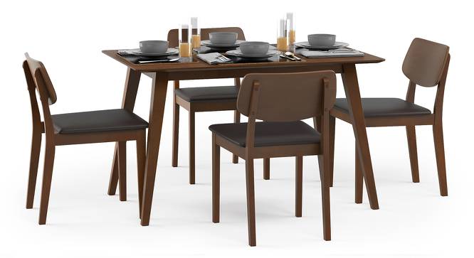 Lawson 4 Seater Dining Table Set (Walnut Finish, Dark Brown) by Urban Ladder