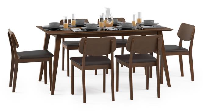 Lawson 6 Seater Dining Table Set (Walnut Finish, Dark Brown) by Urban Ladder