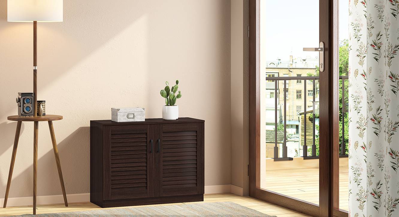 Bennis 21 Pair Shoe Rack in Dark Walnut Finish Urban Ladder