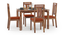 Catria - Martha 4 Seater Dining Table Set (Teak Finish, Burnt Orange) by Urban Ladder