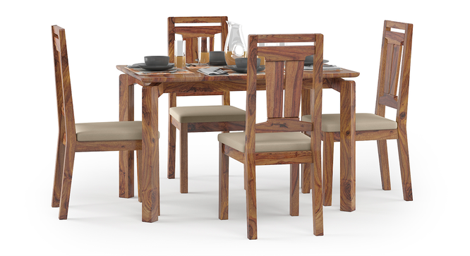 Catria - Martha 4 Seater Dining Table Set (Teak Finish, Wheat Brown) by Urban Ladder