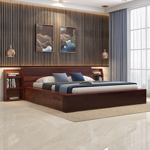 King Size Bed Design Sentosa Box Storage Platform Bed (Solid Wood) (Two-Tone Finish, King Bed Size, Box Storage Type)