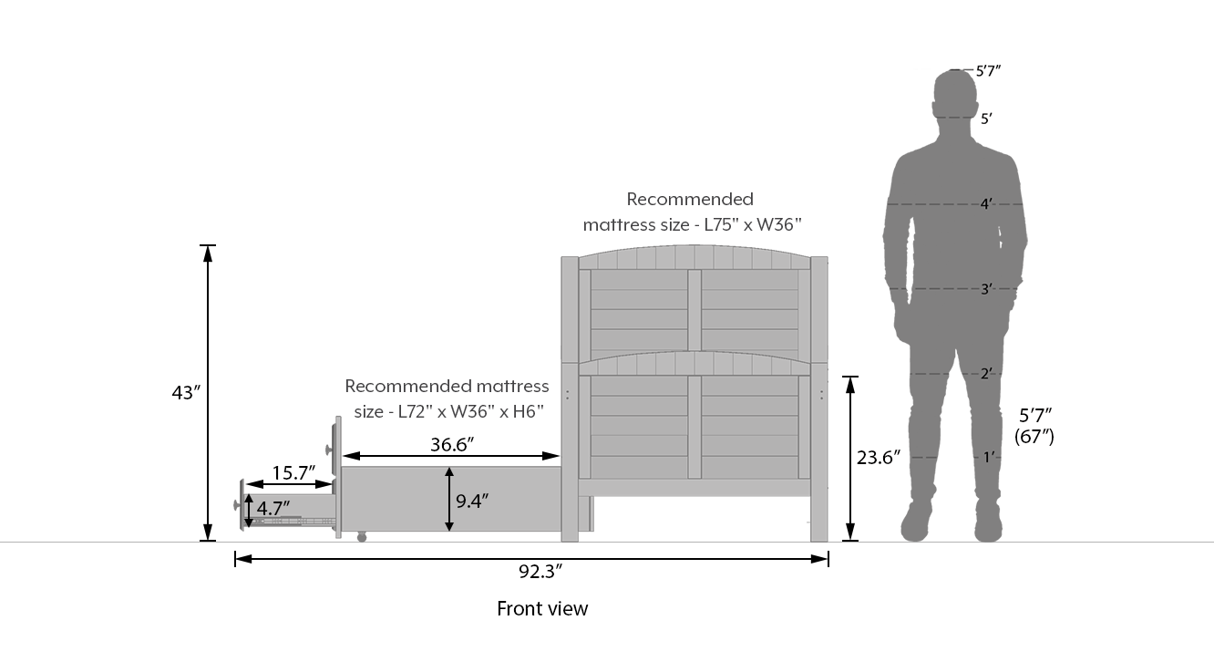 Fitzroy Single Bed with Trundle and Storage Urban Ladder